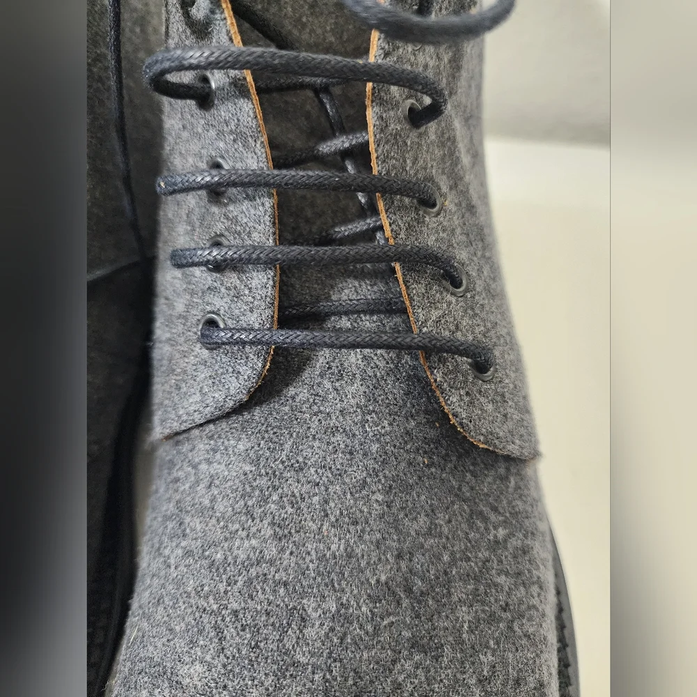 TAFT Jack Boot Men’s Gray Wool Lace Up Ankle Boots Burgundy Leather Size 13